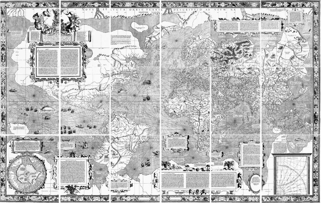 Mercator 1569 world map composite of all 18 sheets