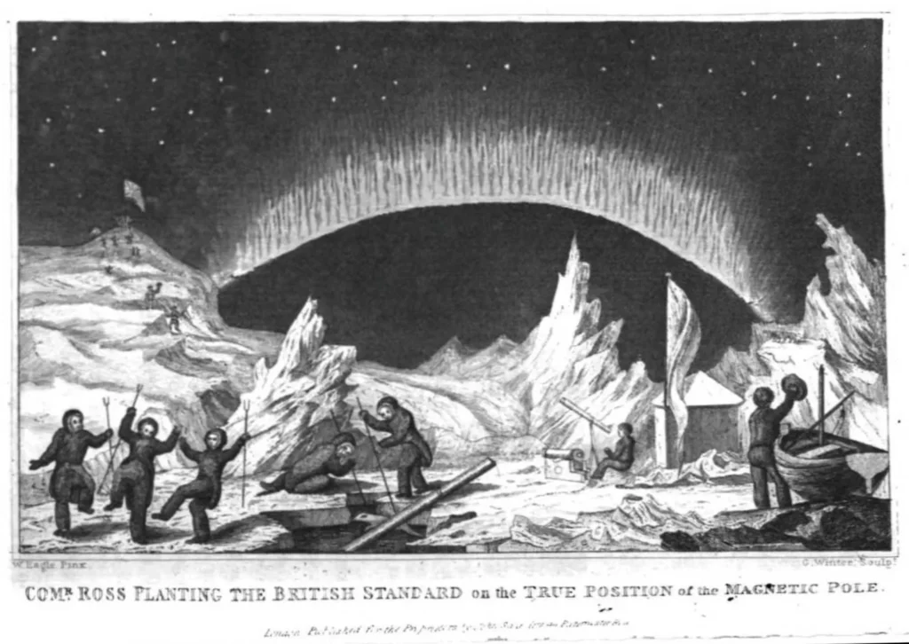 Com'r Ross Planting the British Standard on the True Position of the Magnetic Pole