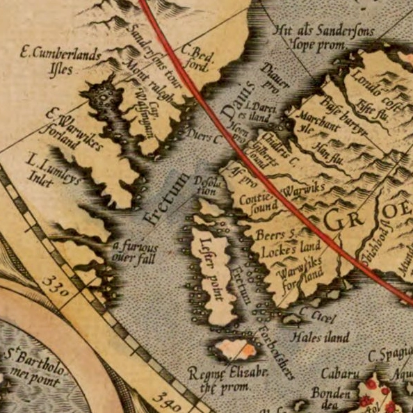 Fretum Davis on Septentrionalium terrarum descriptio 1595