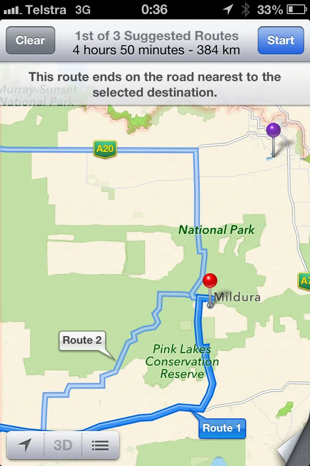 Mildura on Apple Maps 2012